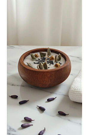 Mistik Ortam (Adaçayı, Üzerlik Otu, Defne Yaprağı, Çörek Otu) Doğal Soya Wax Mum 9 cm