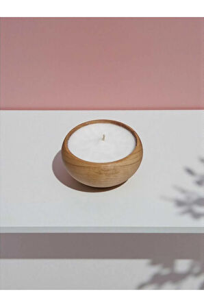 Ahşap Kasede Lavanta Kokulu %100 Doğal Soya Mum – 9x4 cm