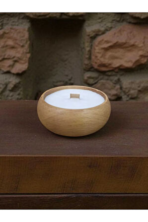 Lavanta Kokulu %100 Doğal Soya Wax Ahşap Kase Mum 9 cm Rahatlatıcı Aromaterapi