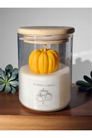 Bambu Kapaklı Bal Kabağı Lavanta Kokulu Soya Mum