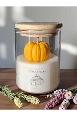 Bambu Kapaklı Bal Kabağı Lavanta Kokulu Soya Mum