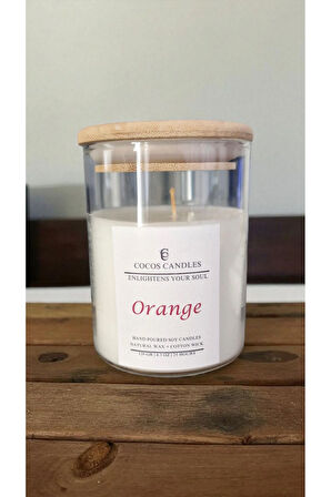 Aromaterapi & Meditasyon İçin Bambu Kapaklı Doğal Soya Mum – Portakal Kokulu (120 gr)