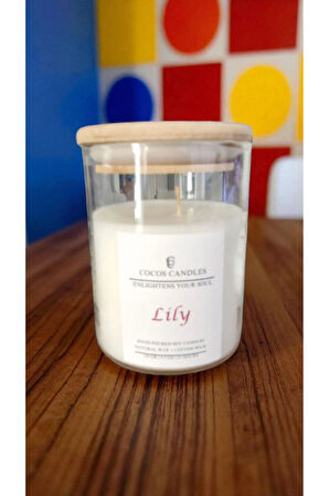 Aromaterapi & Meditasyon İçin Bambu Kapaklı Doğal Soya Mum – Zambak Kokulu (120 gr)