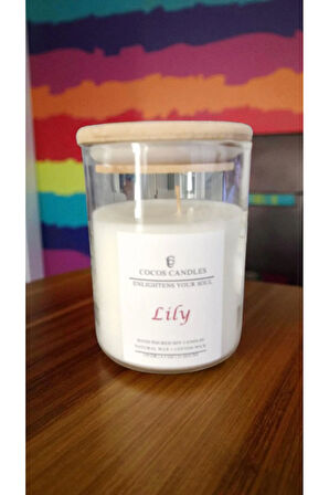 Aromaterapi & Meditasyon İçin Bambu Kapaklı Doğal Soya Mum – Zambak Kokulu (120 gr)