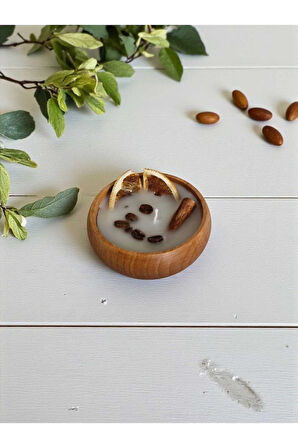 Kahve Kokulu Aromaterapi Mum – Ahşap Kasede El Yapımı Doğal Soya Mum