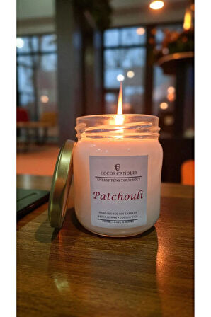 Paçuli Kokulu Doğal Soya Mumu 150 gr – Cam Kavanoz, Aromaterapi ve Meditasyon