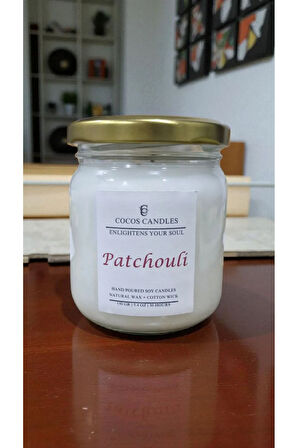 Paçuli Kokulu Doğal Soya Mumu 150 gr – Cam Kavanoz, Aromaterapi ve Meditasyon