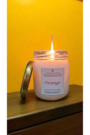 Portakal Kokulu Doğal Soya Mumu 150 gr – Cam Kavanoz, Aromaterapi ve Meditasyon