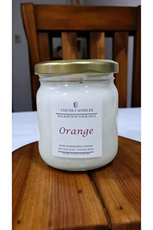 Portakal Kokulu Doğal Soya Mumu 150 gr – Cam Kavanoz, Aromaterapi ve Meditasyon