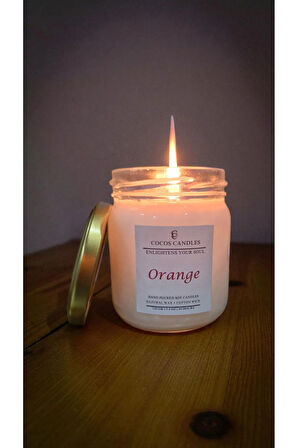 Portakal Kokulu Doğal Soya Mumu 150 gr – Cam Kavanoz, Aromaterapi ve Meditasyon
