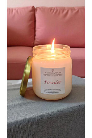 Pudra Kokulu Doğal Soya Mumu 150 gr – Cam Kavanoz, Aromaterapi ve Meditasyon