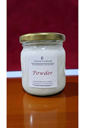 Pudra Kokulu Doğal Soya Mumu 150 gr – Cam Kavanoz, Aromaterapi ve Meditasyon