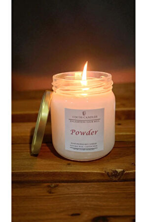 Pudra Kokulu Doğal Soya Mumu 150 gr – Cam Kavanoz, Aromaterapi ve Meditasyon
