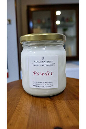 Pudra Kokulu Doğal Soya Mumu 150 gr – Cam Kavanoz, Aromaterapi ve Meditasyon