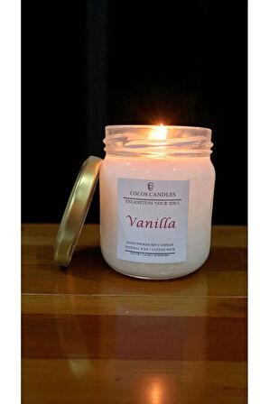 Vanilya Kokulu Doğal Soya Mumu – Aromaterapi ve Meditasyon Mum – 150 gr, 30 Saat Yanma Süresi