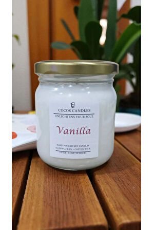 Vanilya Kokulu Doğal Soya Mumu – Aromaterapi ve Meditasyon Mum – 150 gr, 30 Saat Yanma Süresi