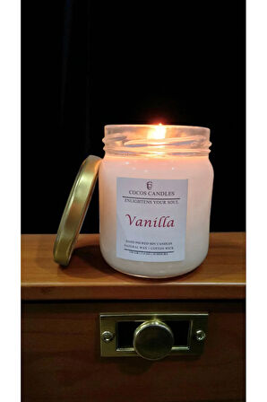 Vanilya Kokulu Doğal Soya Mumu – Aromaterapi ve Meditasyon Mum – 150 gr, 30 Saat Yanma Süresi