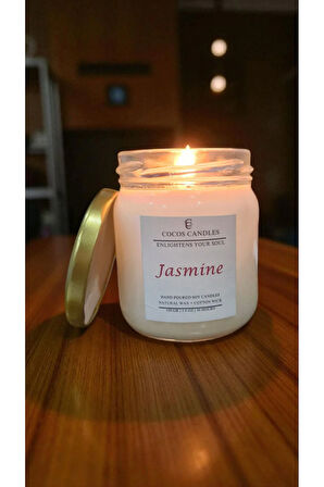 Yasemin Kokulu Doğal Soya Mumu 150 gr – Aromaterapi ve Meditasyon Mum – 30 Saat Yanma Süresi