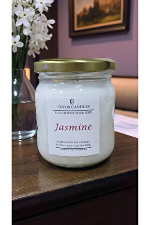 Yasemin Kokulu Doğal Soya Mumu 150 gr – Aromaterapi ve Meditasyon Mum – 30 Saat Yanma Süresi