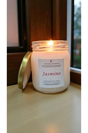 Yasemin Kokulu Doğal Soya Mumu 150 gr – Aromaterapi ve Meditasyon Mum – 30 Saat Yanma Süresi