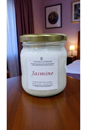 Yasemin Kokulu Doğal Soya Mumu 150 gr – Aromaterapi ve Meditasyon Mum – 30 Saat Yanma Süresi