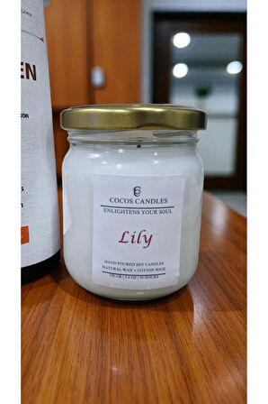 Zambak Kokulu Doğal Soya Mumu 150 gr – Cam Kavanoz, Aromaterapi ve Meditasyon