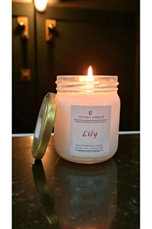 Zambak Kokulu Doğal Soya Mumu 150 gr – Cam Kavanoz, Aromaterapi ve Meditasyon