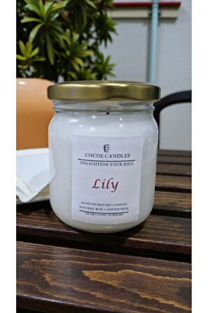 Zambak Kokulu Doğal Soya Mumu 150 gr – Cam Kavanoz, Aromaterapi ve Meditasyon