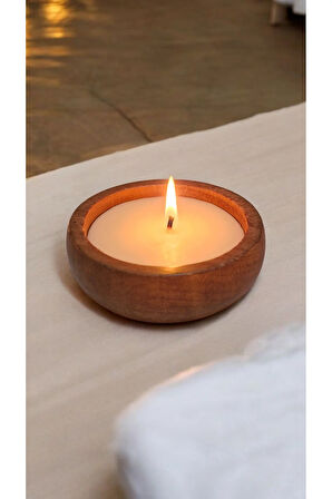 Paçuli Kokulu Mum – Ahşap Kasede El Yapımı Soya Wax | Meditasyon & Aromaterapi Mum