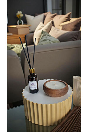 Paçuli Mum&Koku Set-Ahşap Pamuk Fitil Bambu Oda Kokusu (50 ml)