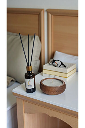 Portakal Mum&Koku Set-Ahşap Pamuk Fitil Bambu Oda Kokusu (50 ml)