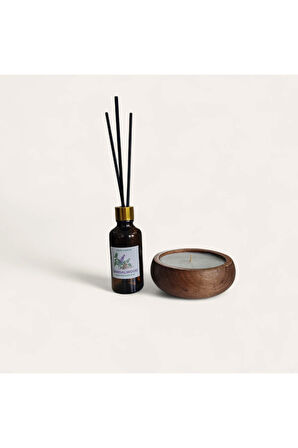 Sandal Mum&Koku Set-Ahşap Pamuk Fitil Bambu Oda Kokusu (50 ml)