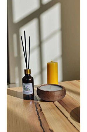 Sandal Mum&Koku Set-Ahşap Pamuk Fitil Bambu Oda Kokusu (50 ml)