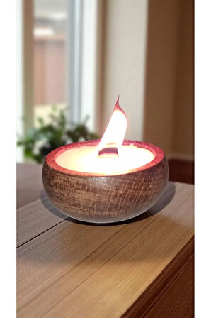 Yasemin Kokulu Doğal Soya Wax Mum – Çıra Fitilli, Ahşap Kase (9x4 cm)