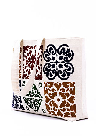 Omuz Çanta Kanvas Desenli