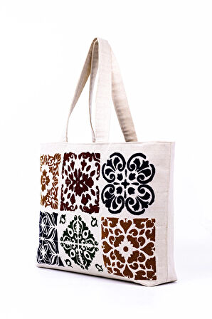 Omuz Çanta Kanvas Desenli