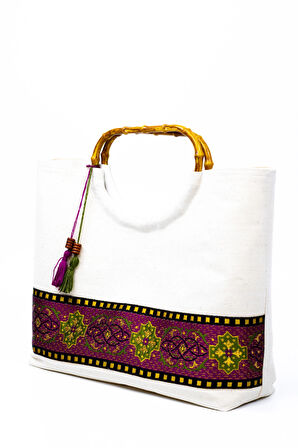 Etnik Dokuma Bordürlü Kanvas El Çantası