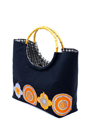 Duck Kumaş Etnik Bordürlü El Çantası