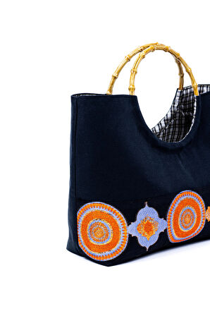 Duck Kumaş Etnik Bordürlü El Çantası