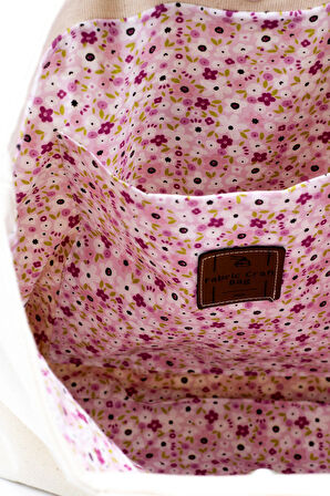 Kanvas Kumaş Ahşap Kulplu İşlemeli Çanta