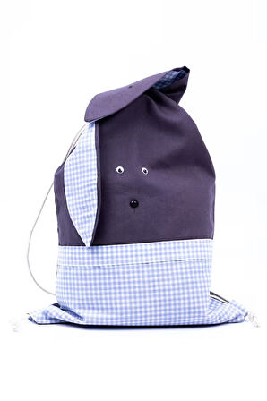 Mavi Kareli Tavşan Çocuk Bez Çantası