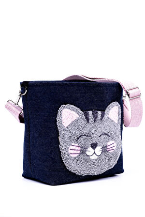 Omuz Çanta Denim Kumaş Punch Desen
