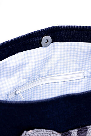 Omuz Çanta Denim Kumaş Punch Desen