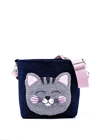 Omuz Çanta Denim Kumaş Punch Desen