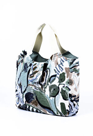 El Çanta Keten Desenli