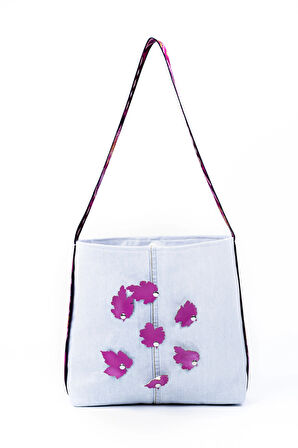 Omuz Çanta Denim Pembe Desen