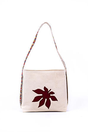 Omuz Çanta Kanvas Yaprak Motifli