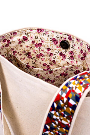 Omuz Çanta Kanvas Yaprak Motifli