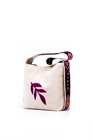 Omuz Çanta Kanvas Yaprak Motifli