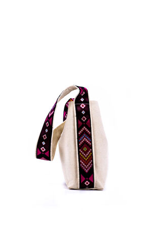 Omuz Çanta Kanvas Yaprak Motifli